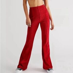 Free People Slim Pull-On Velvet Flare Bellbottom Pants - Size XS